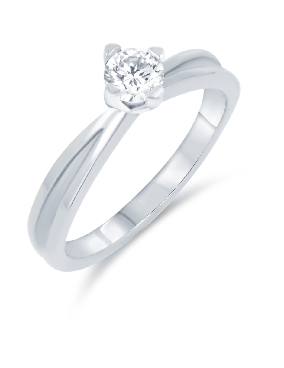Solitario de oro blanco 14 k joyerías bizzarro taza diamante