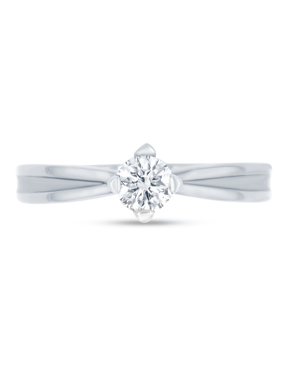 Solitario de oro blanco 14 k joyerías bizzarro taza diamante