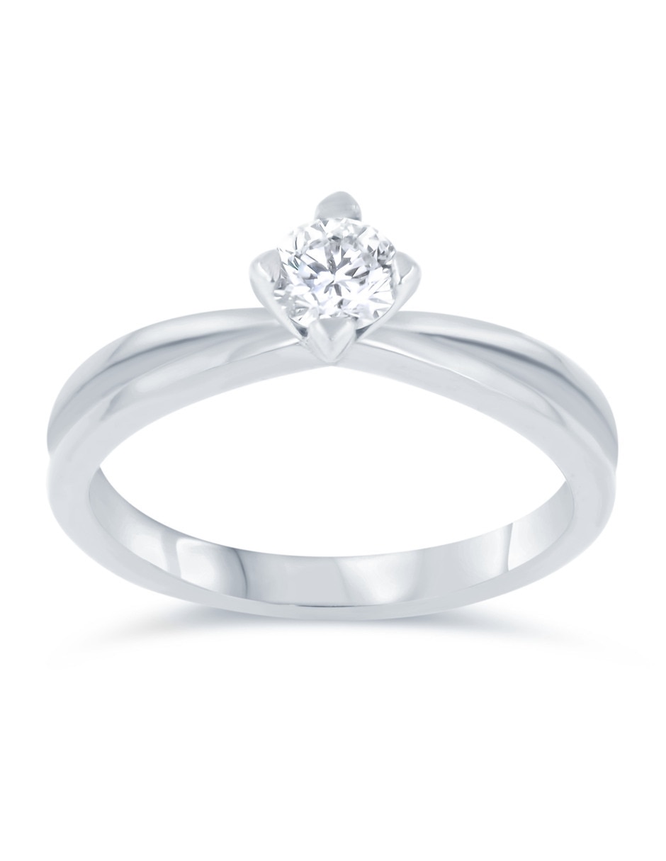 Solitario de oro blanco 14 k joyer’as bizzarro taza diamante