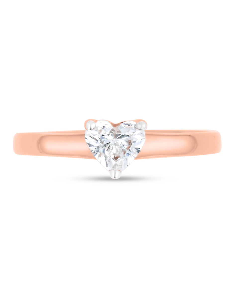 Solitario de oro rosa 14 K diamante 2