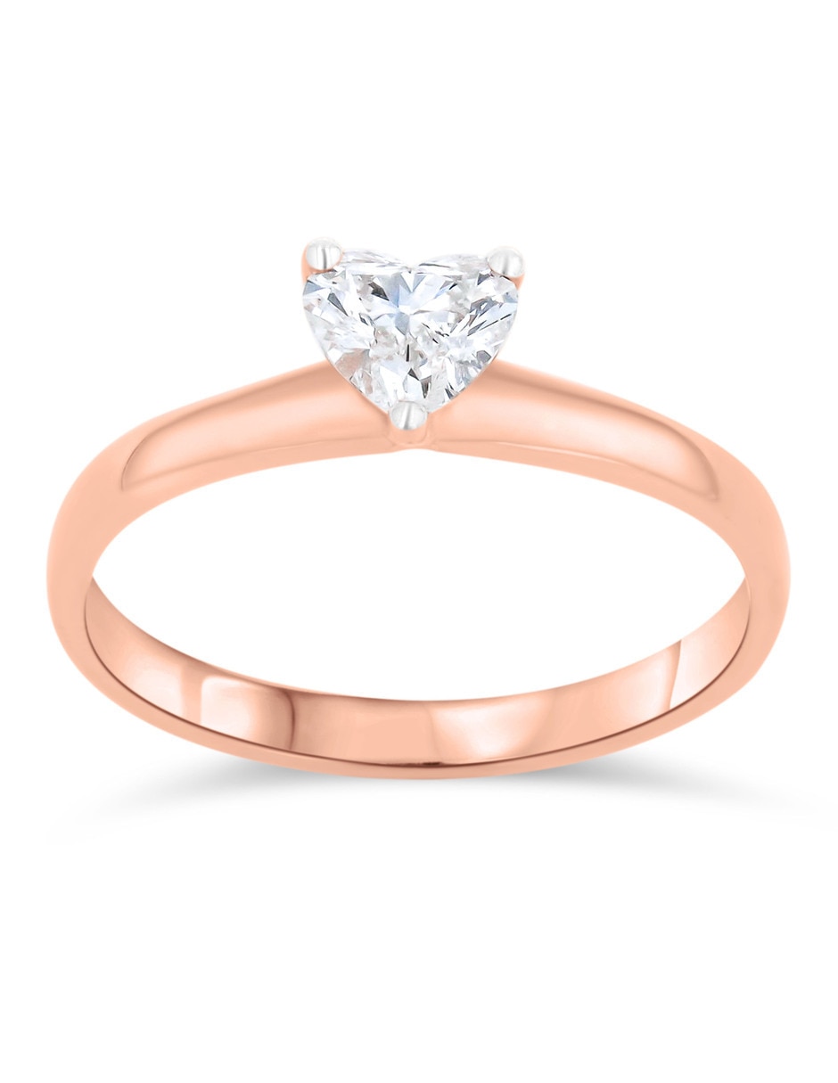 Solitario de oro rosa 14 k taza diamante