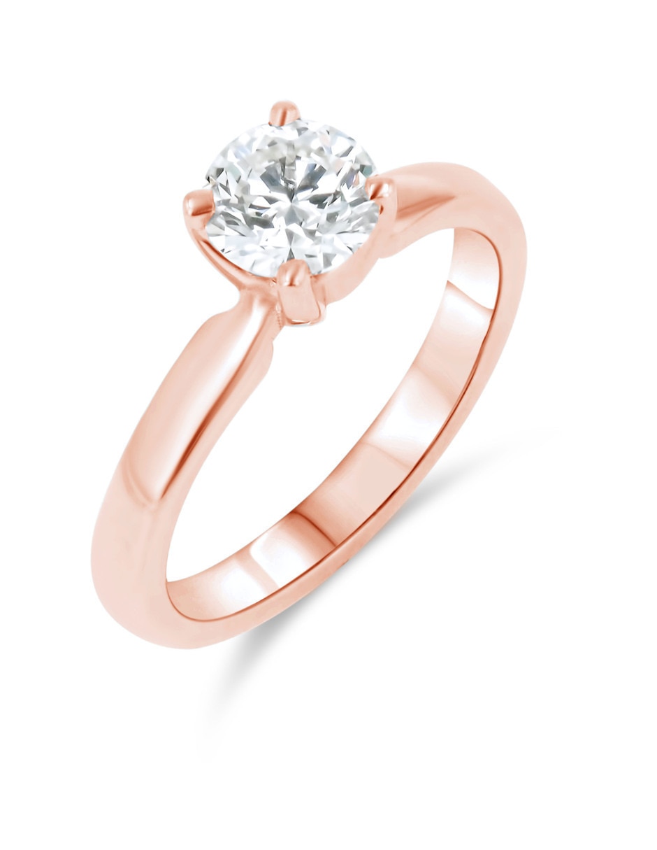 Solitario de oro rosa 14 k joyerías bizzarro taza diamante