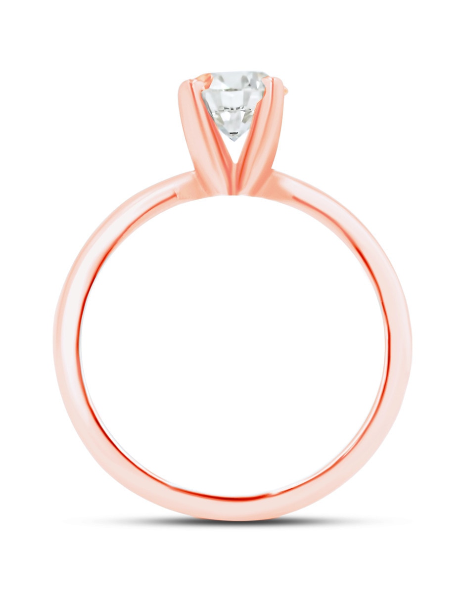 Solitario de oro rosa 14 k joyerías bizzarro taza diamante