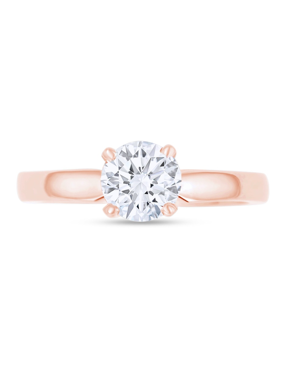 Solitario de oro rosa 14 k joyerías bizzarro taza diamante