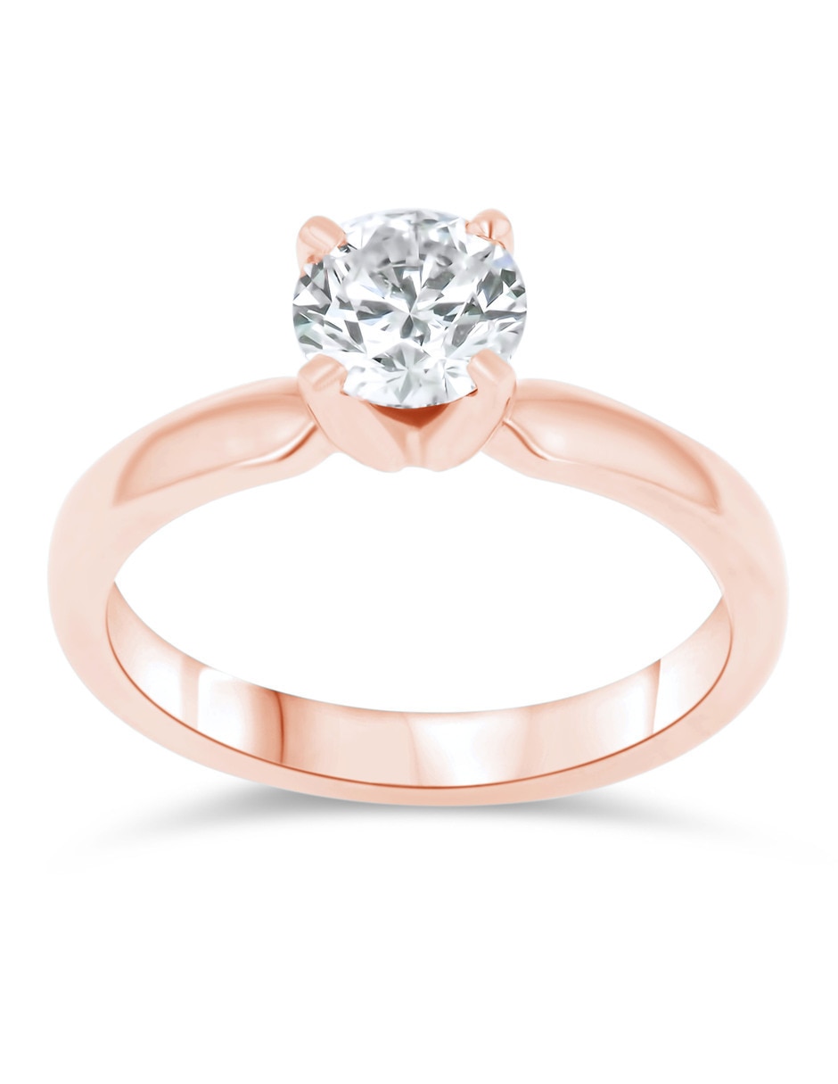 Solitario de oro rosa 14 k taza diamante