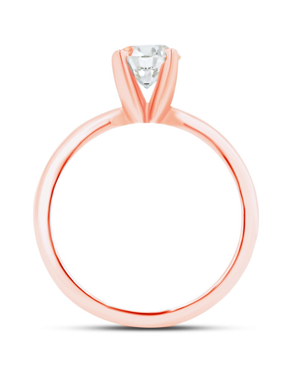 Solitario de oro rosa 14 k diamante 3