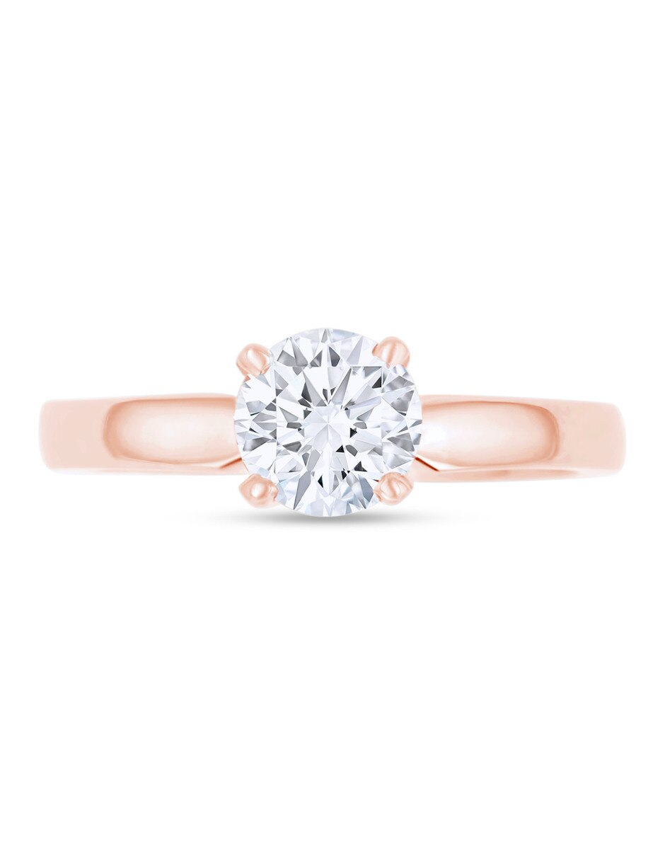 Solitario de oro rosa 14 k diamante 5