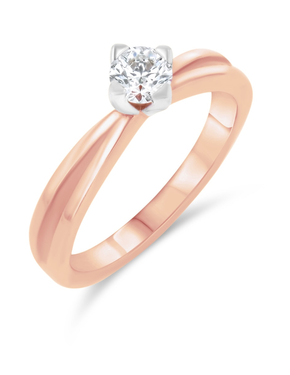 Solitario de oro blanco 14 k taza diamante 5