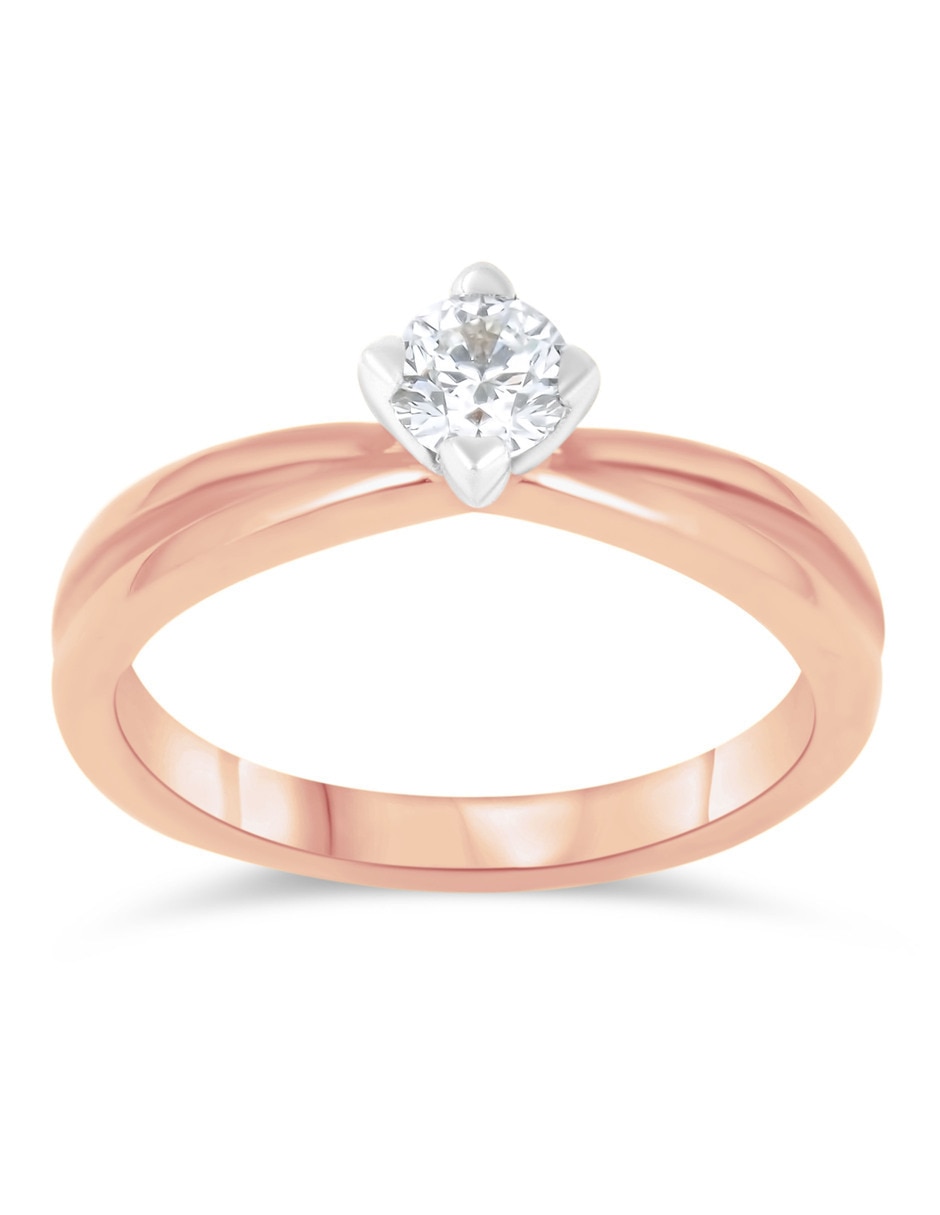 Solitario de oro blanco 14 k taza diamante