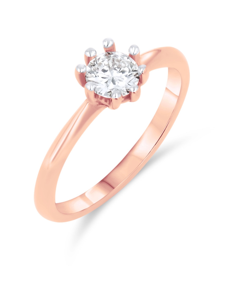 Solitario de oro rosa 14 k taza diamante 2