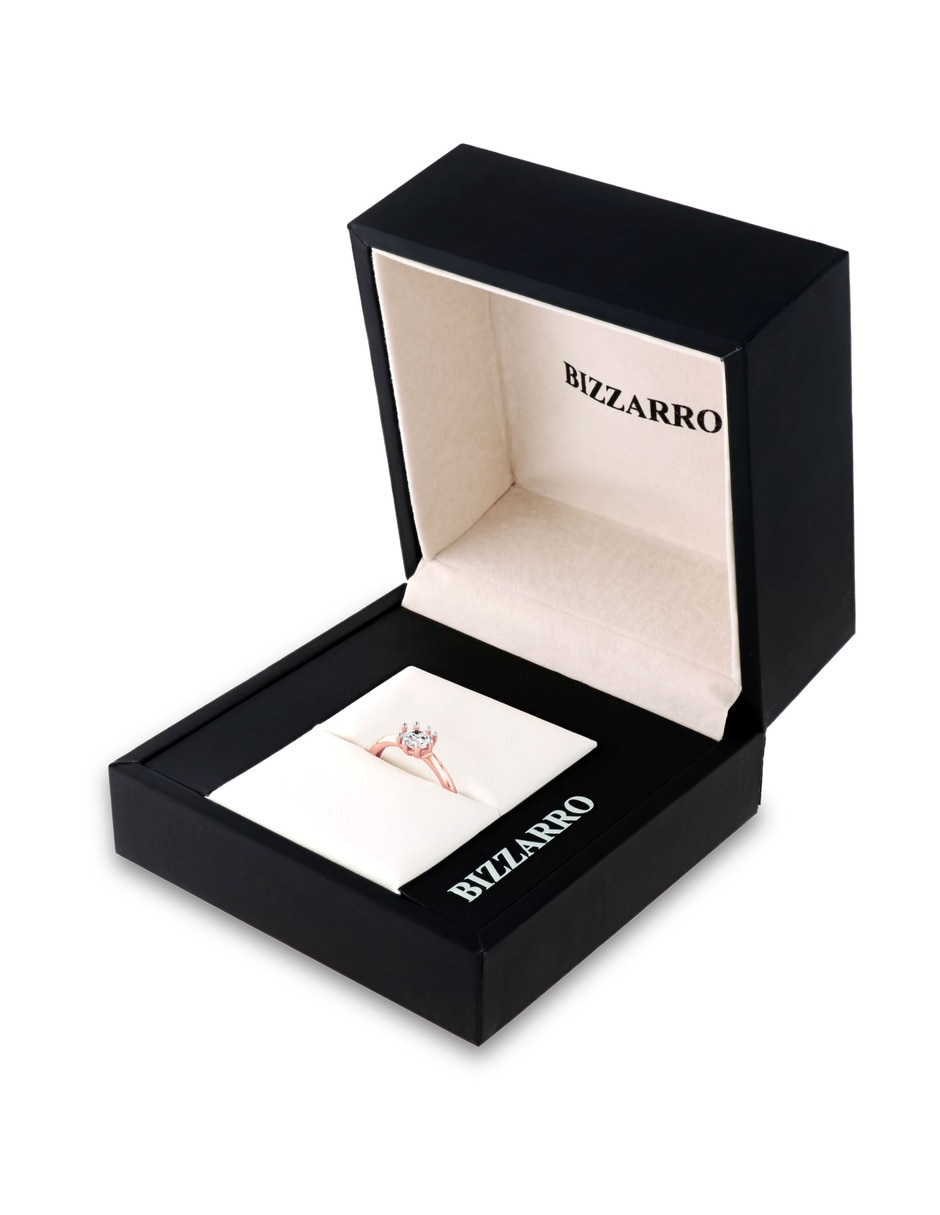 Solitario de oro rosa 14 k taza diamante 4