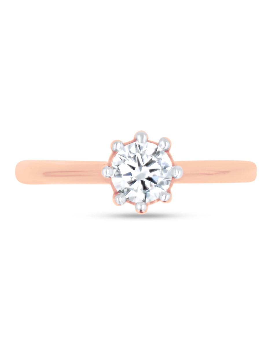 Solitario de oro rosa 14 k taza diamante 5