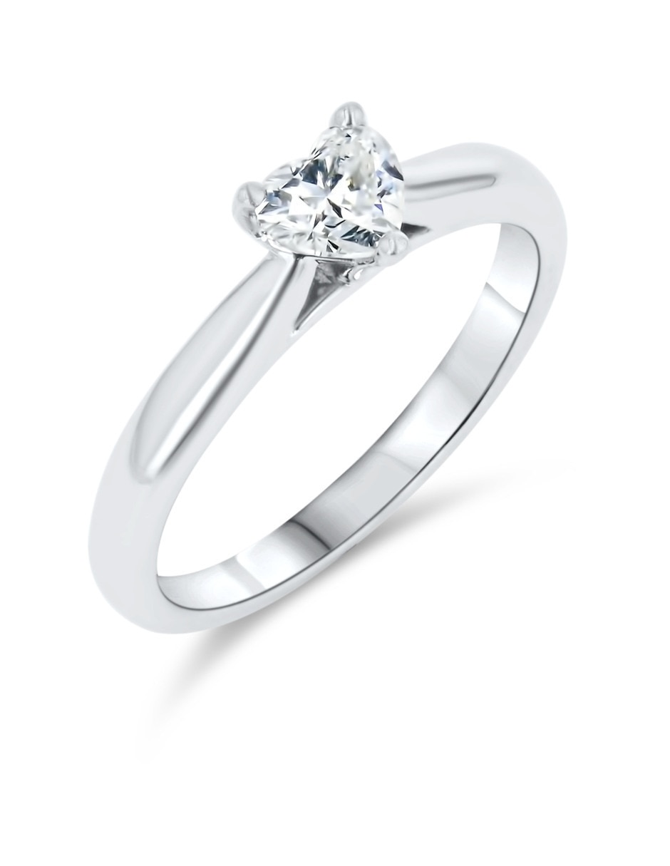 Solitario de oro blanco 14 k taza diamante 5