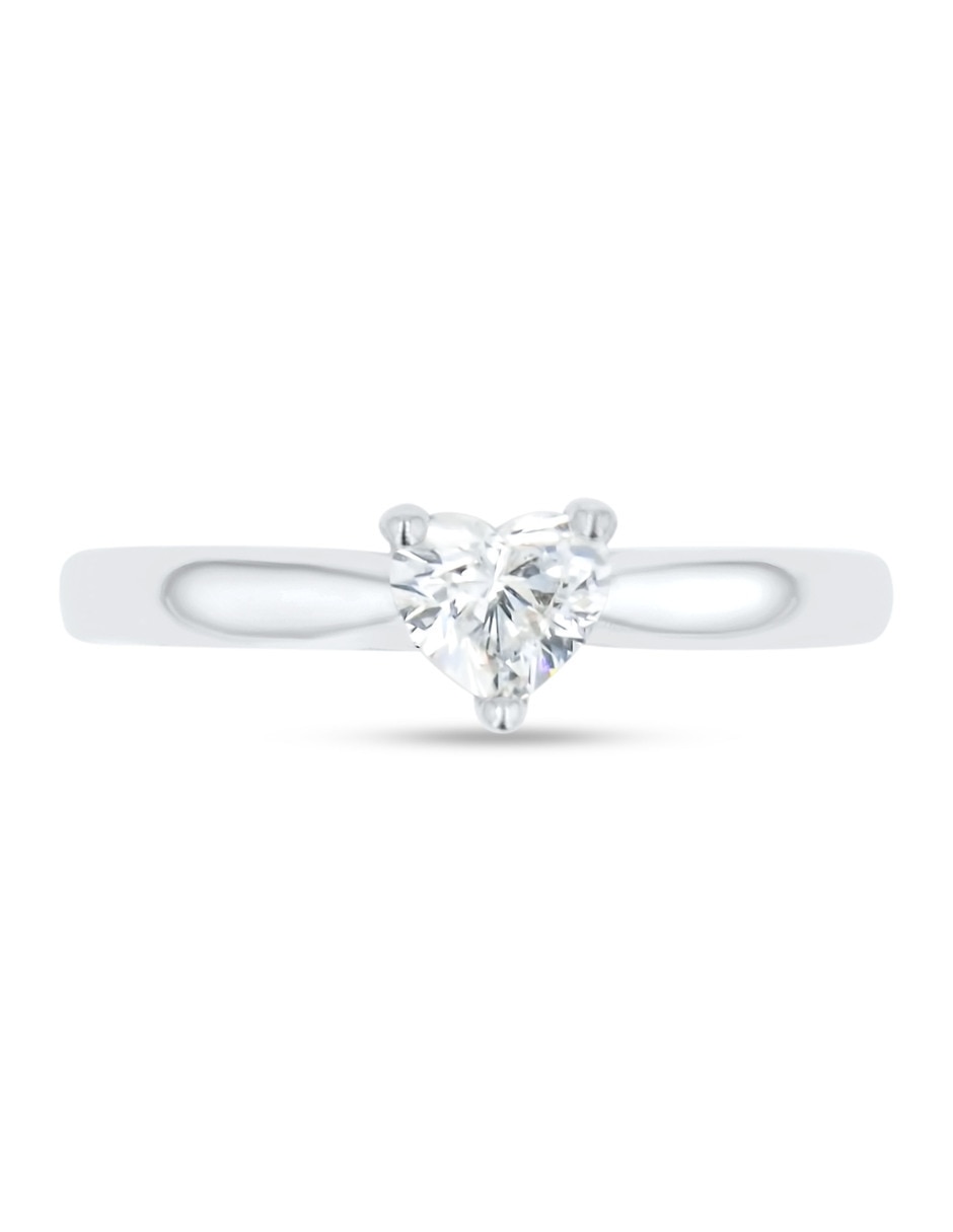 Solitario de oro blanco 14 k taza diamante 2