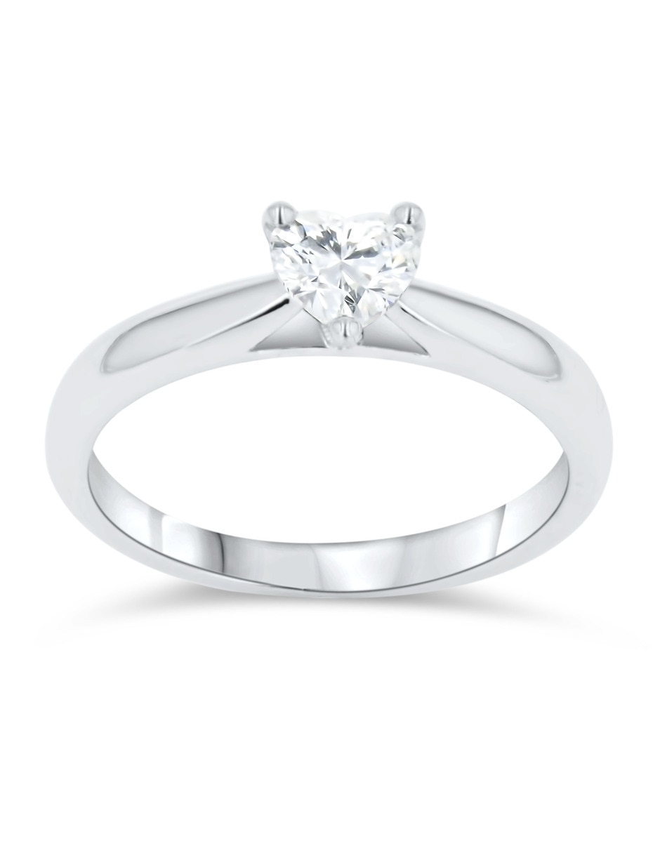 Solitario de oro blanco 14 k taza diamante