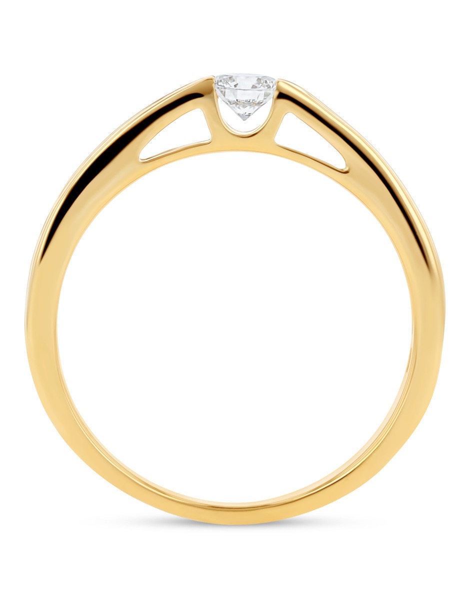 Solitario de oro amarillo 14 k joyerías bizzarro taza diamante