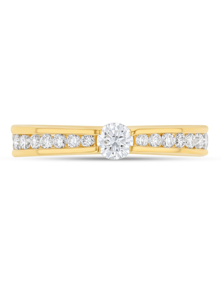 Solitario de oro amarillo 14 k joyerías bizzarro taza diamante