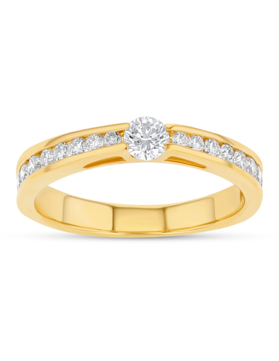 Solitario de oro amarillo 14 k taza diamante