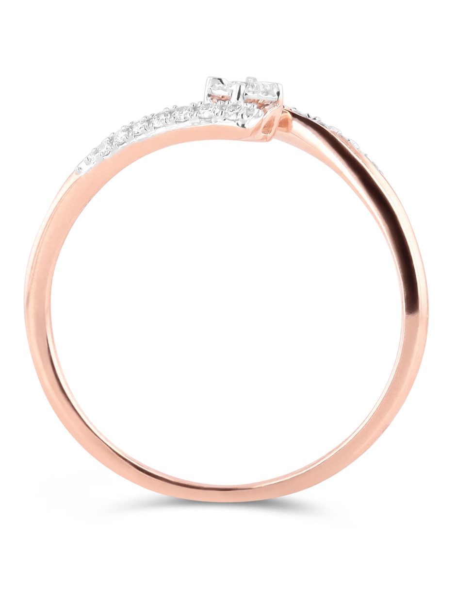 Solitario de oro rosa 14 k joyerías bizzarro taza diamante