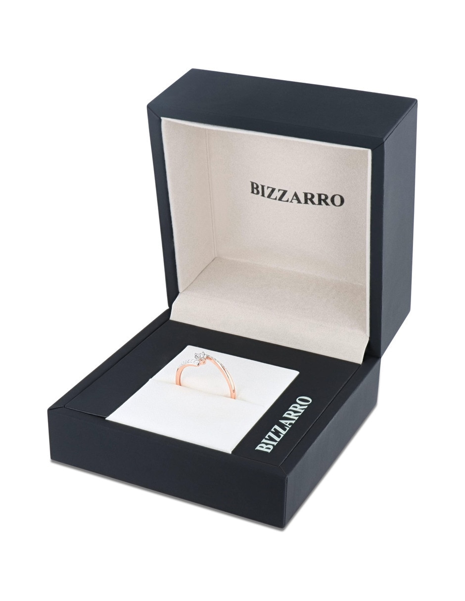 Solitario de oro rosa 14 k joyerías bizzarro taza diamante