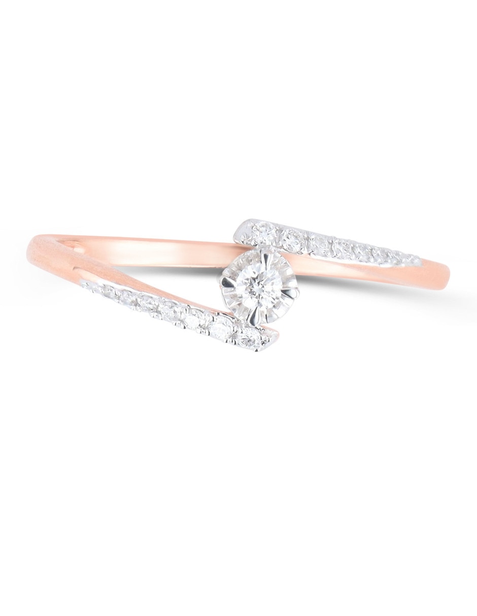 Solitario de oro rosa 14 k joyerías bizzarro taza diamante