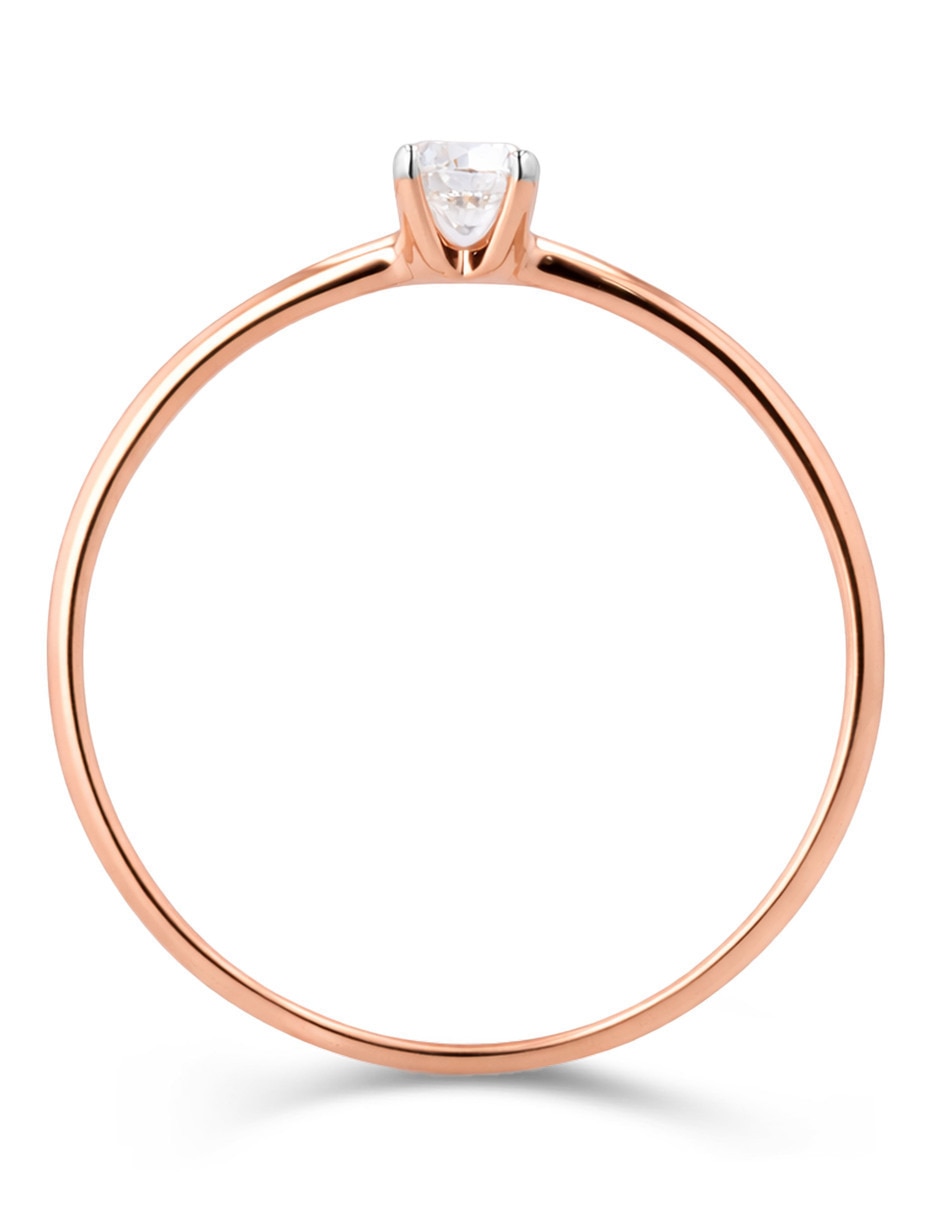 Solitario de oro rosa 14 k joyerías bizzarro taza diamante