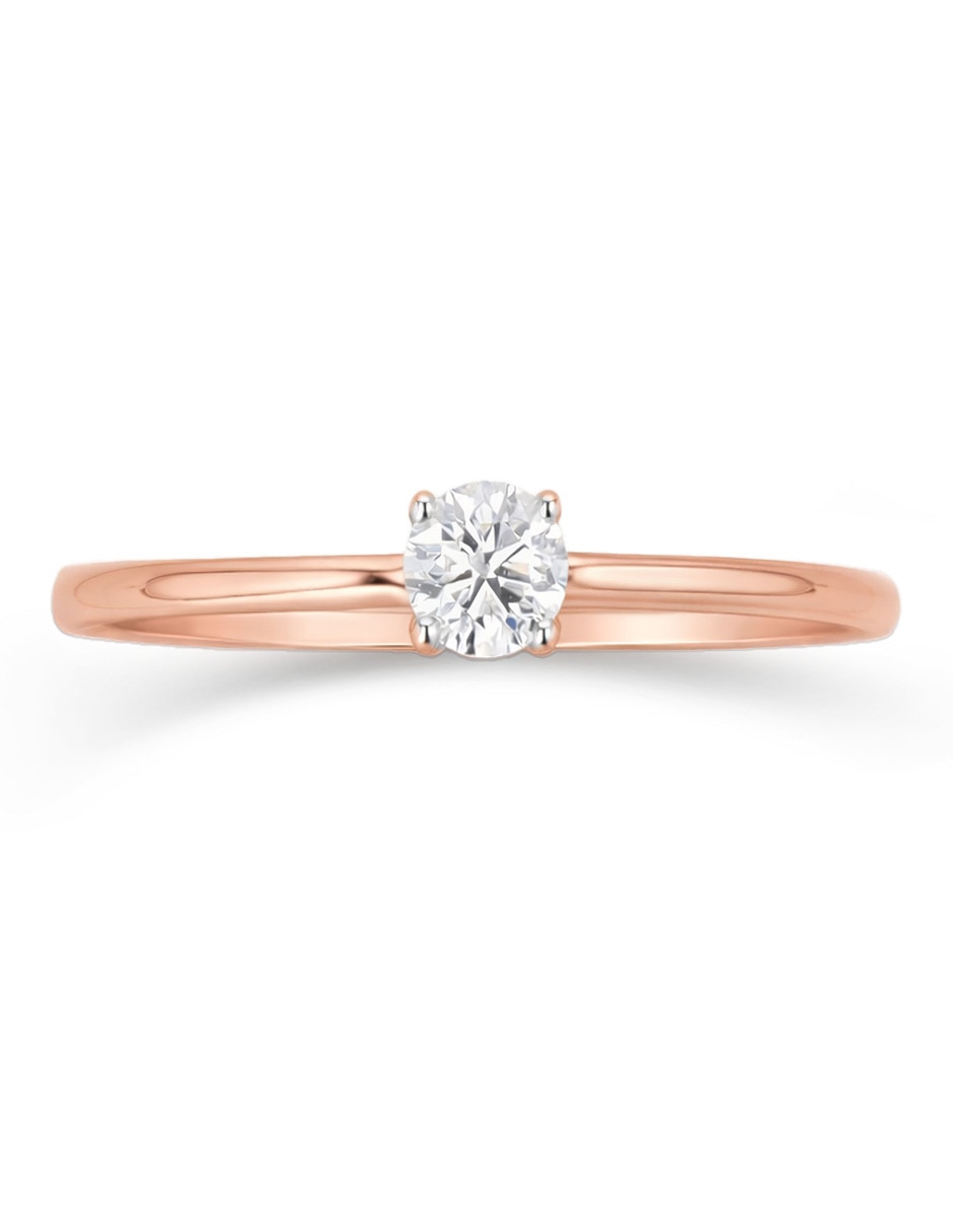 Solitario de oro rosa 14 k joyerías bizzarro taza diamante
