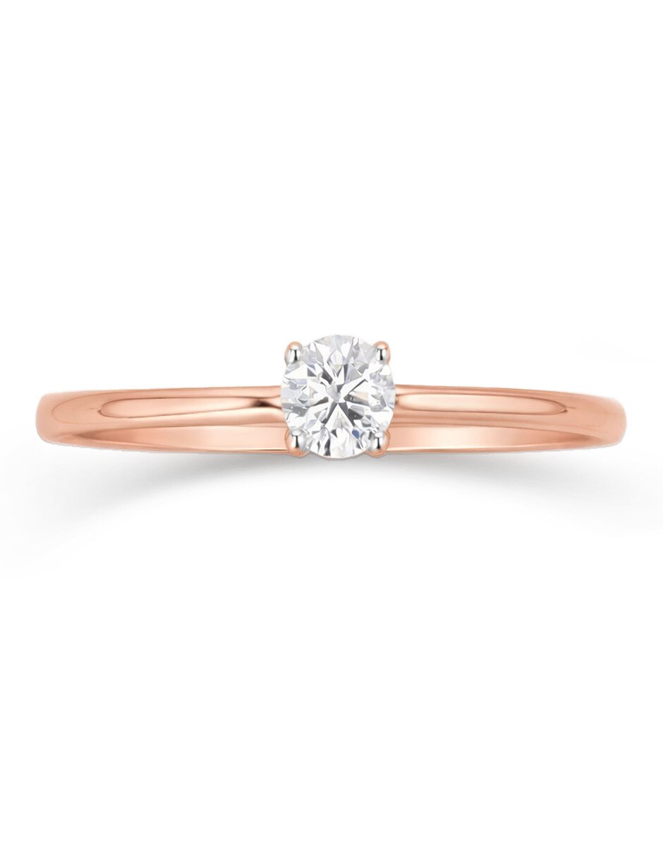 Solitario de oro rosa 14 k diamante 5