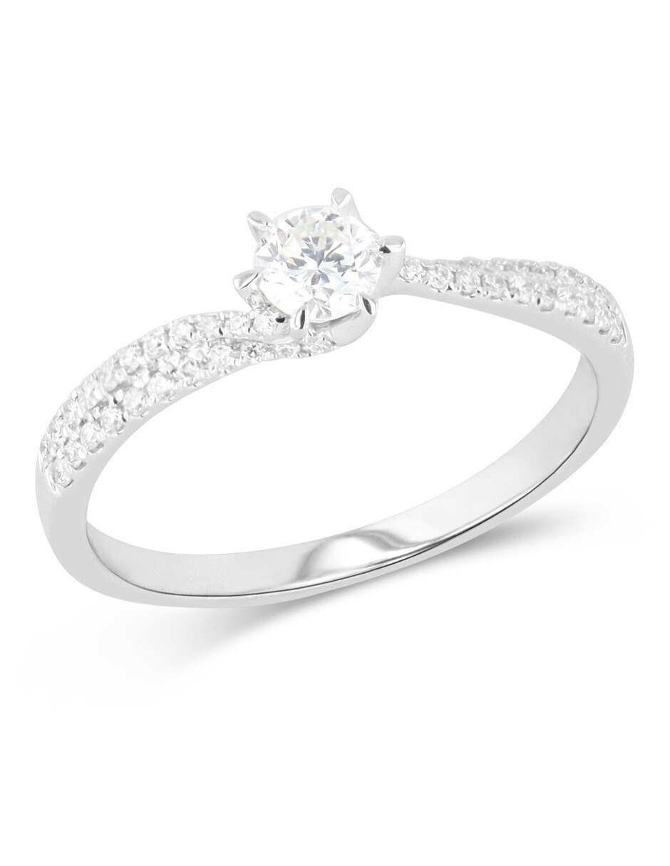 Solitario de oro blanco 14 k diamante 5