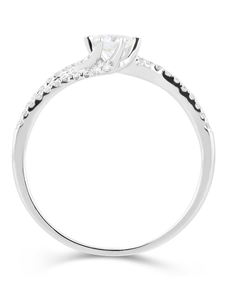 Solitario de oro blanco 14 k diamante 4