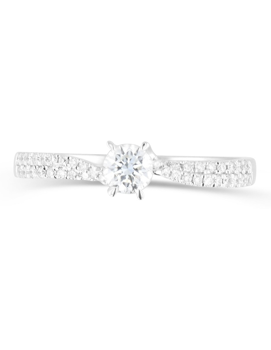 Solitario de oro blanco 14 k diamante 2