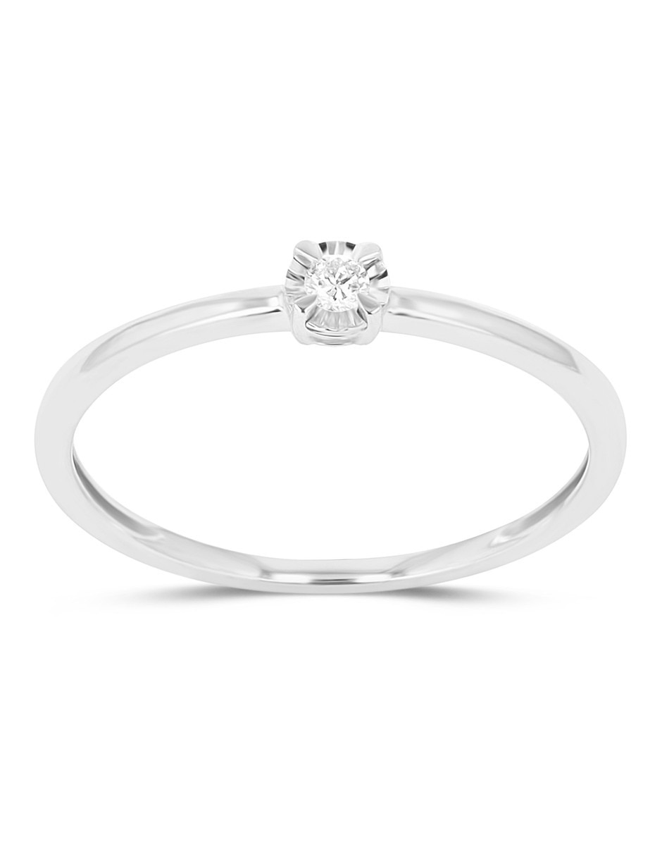 Solitario de Oro blanco 14 K diamante
