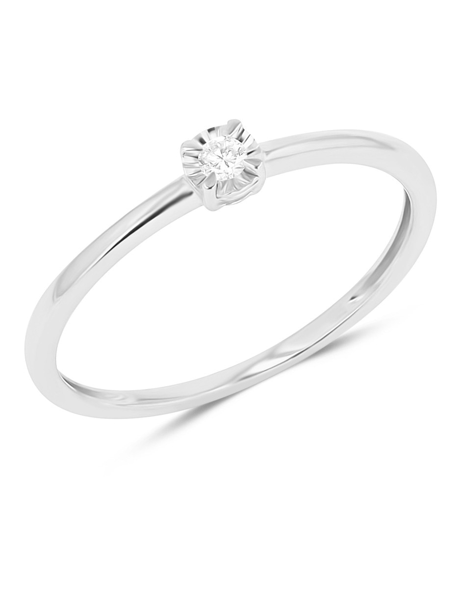 Solitario de Oro blanco 14 K Joyerías Bizzarro diamante