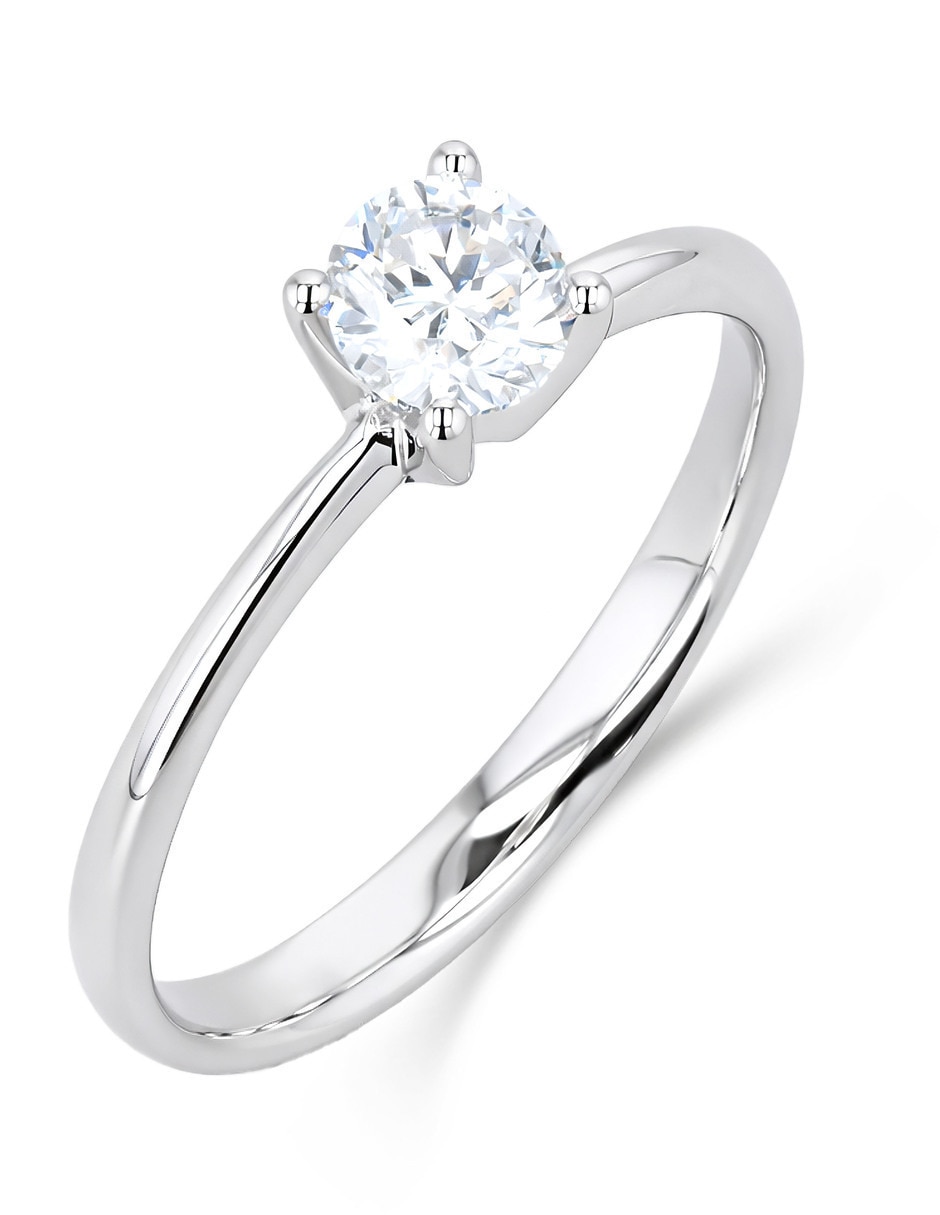 Solitario de oro blanco 14 k joyerías bizzarro taza diamante