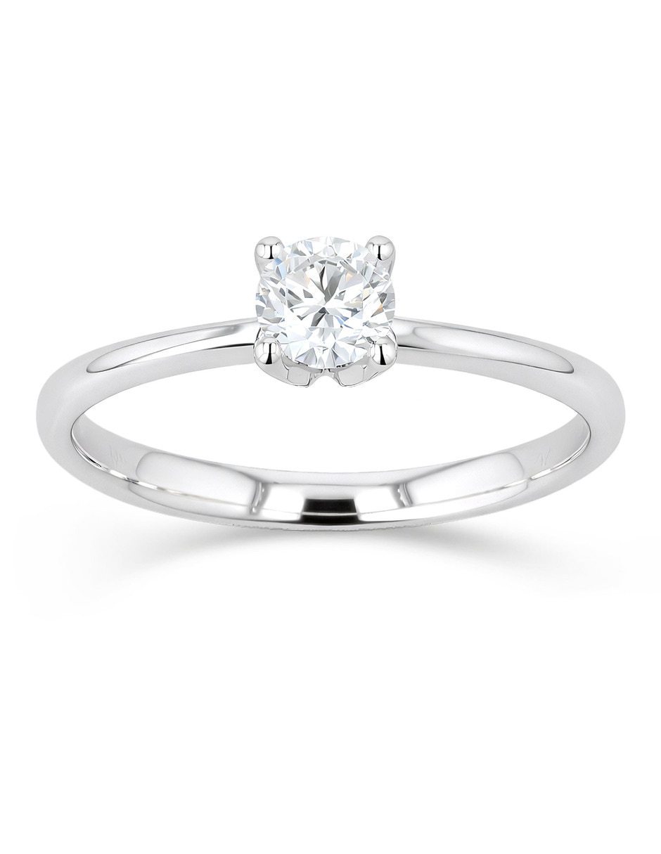 Solitario de oro blanco 14 k taza diamante