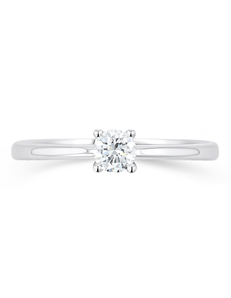 Solitario de oro blanco 14 k diamante 5