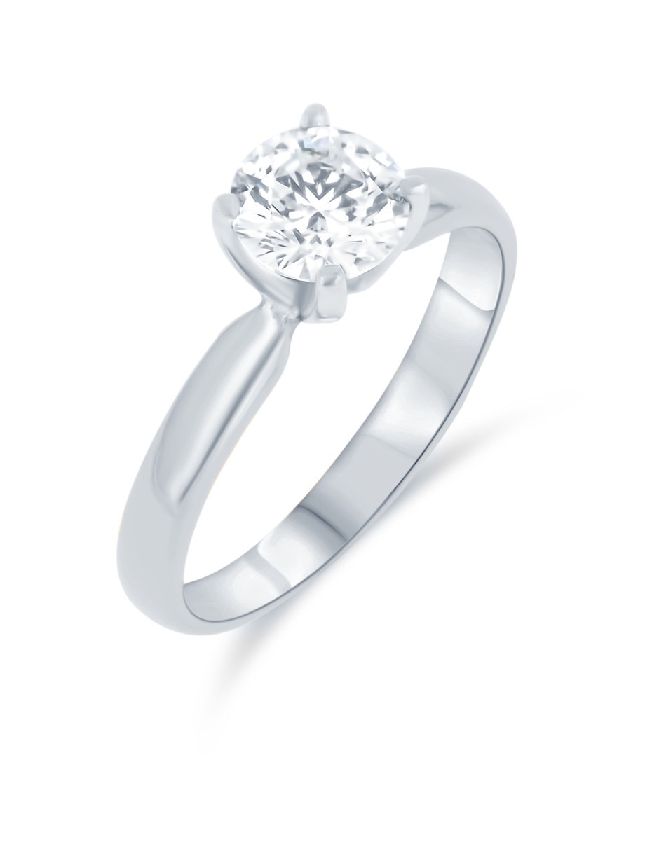Solitario de oro blanco 14 k joyerías bizzarro taza diamante