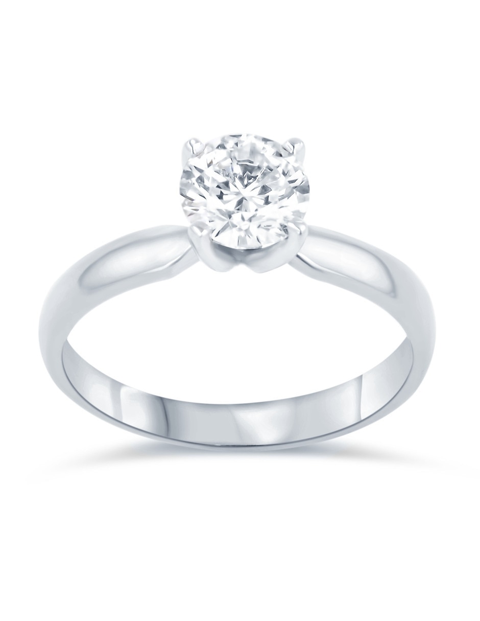Solitario de oro blanco 14 k taza diamante