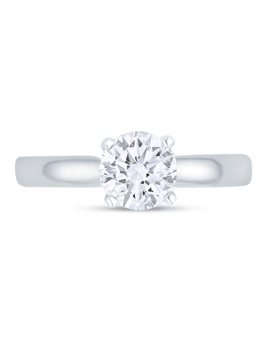 Solitario de oro blanco 14 k diamante 4