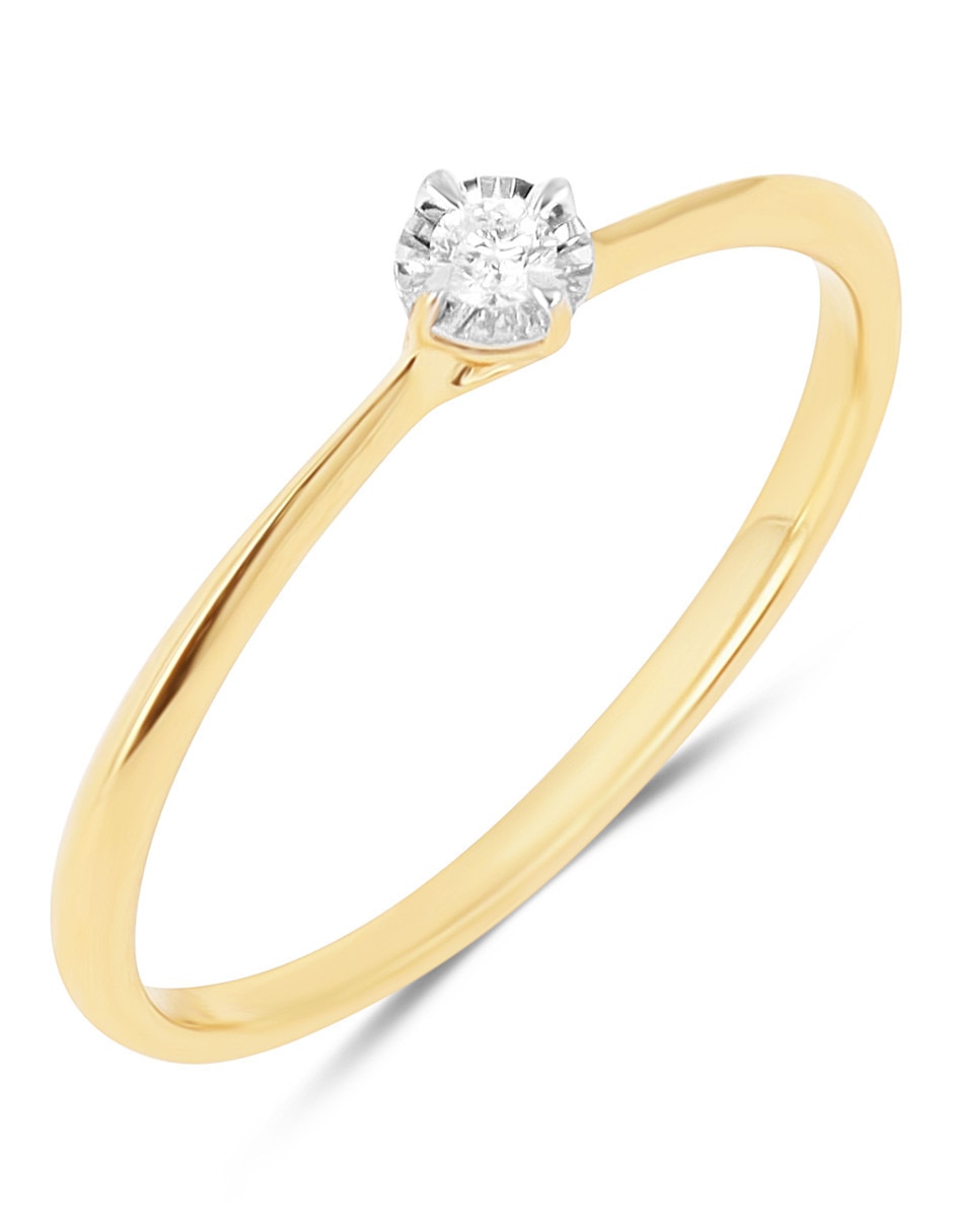 Solitario de oro amarillo 14 k joyerías bizzarro taza diamante