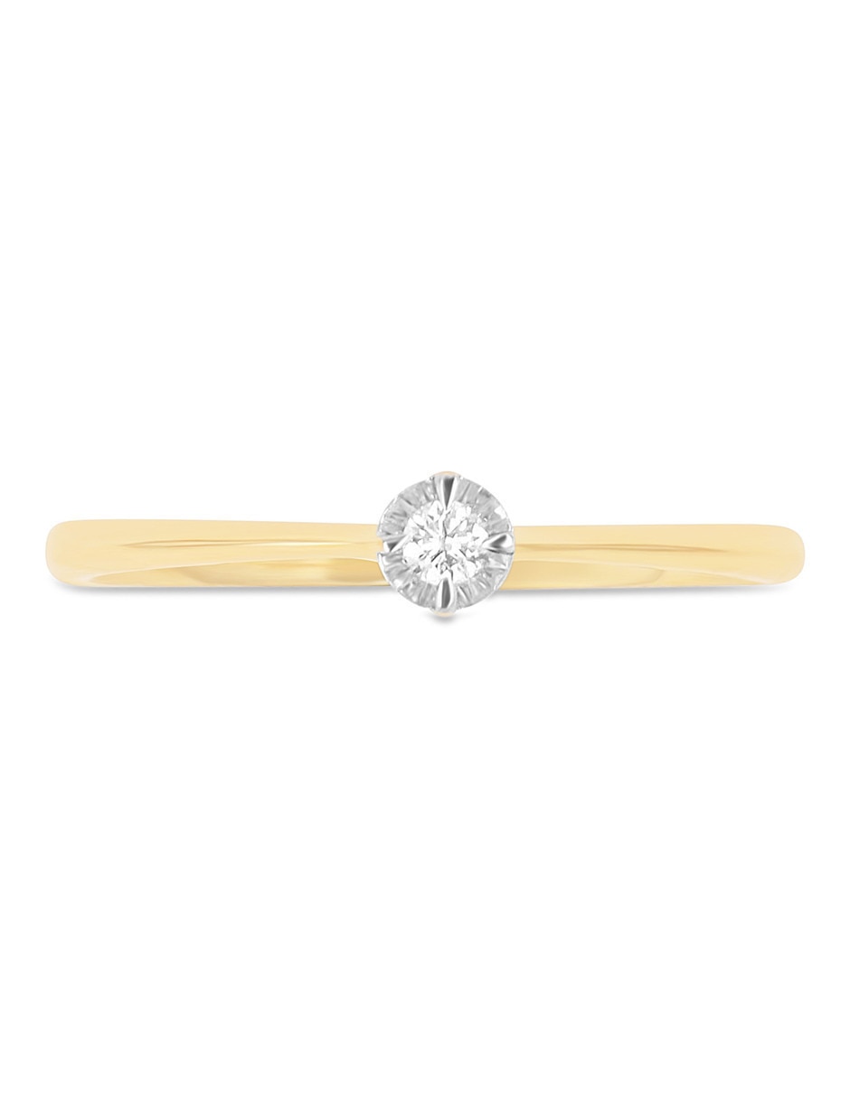 Solitario de oro amarillo 14 k joyerías bizzarro taza diamante