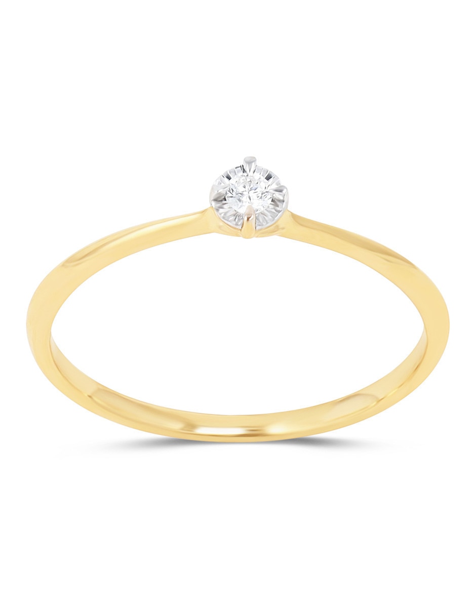 Solitario de oro amarillo 14 k taza diamante