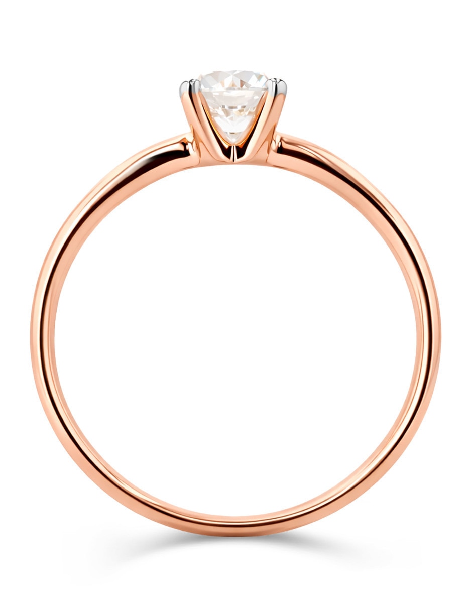 Solitario de oro rosa 14 k joyerías bizzarro taza diamante