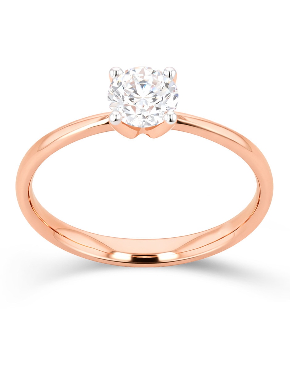 Solitario de oro rosa 14 k taza diamante