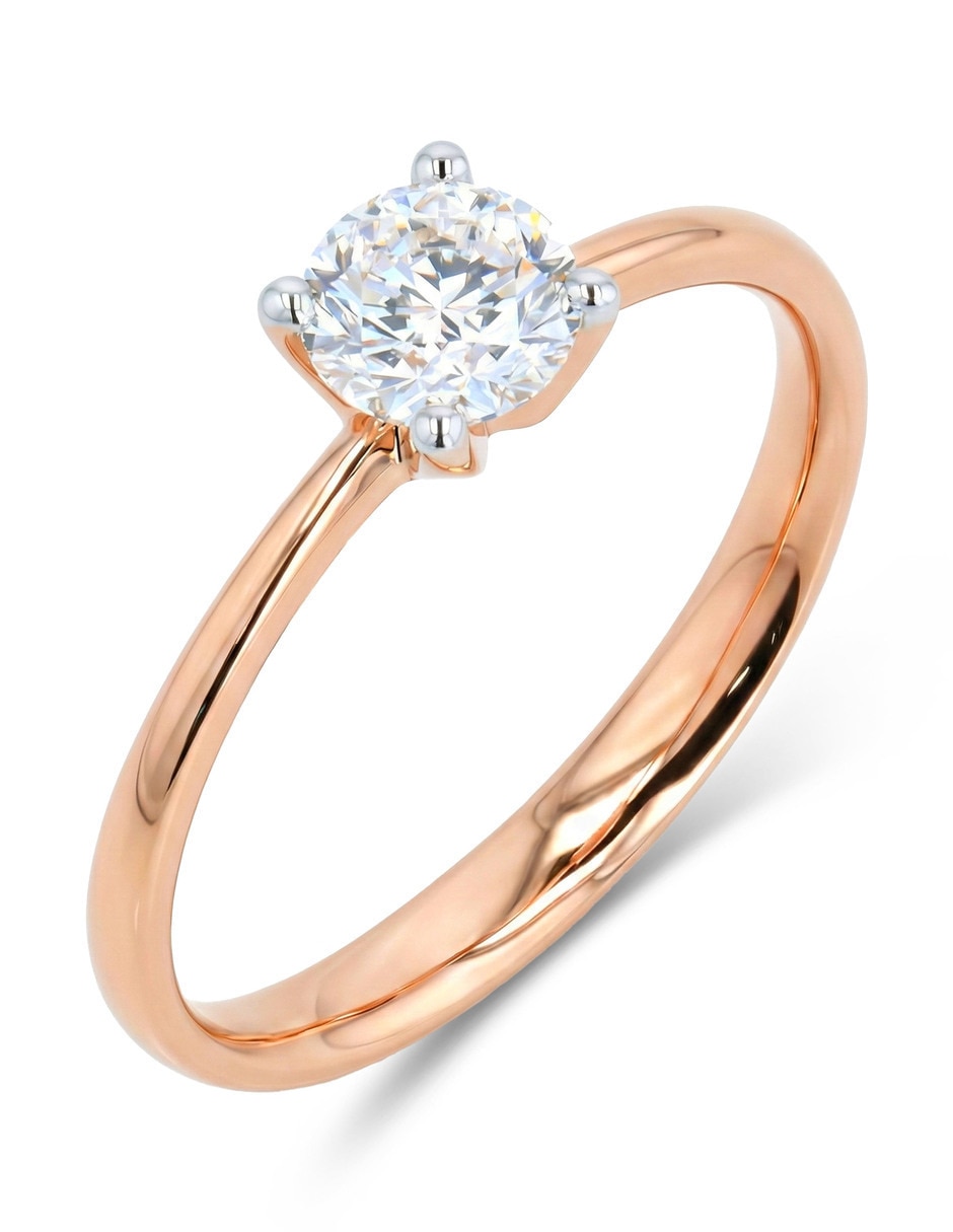 Solitario de oro rosa 14 k taza diamante 2