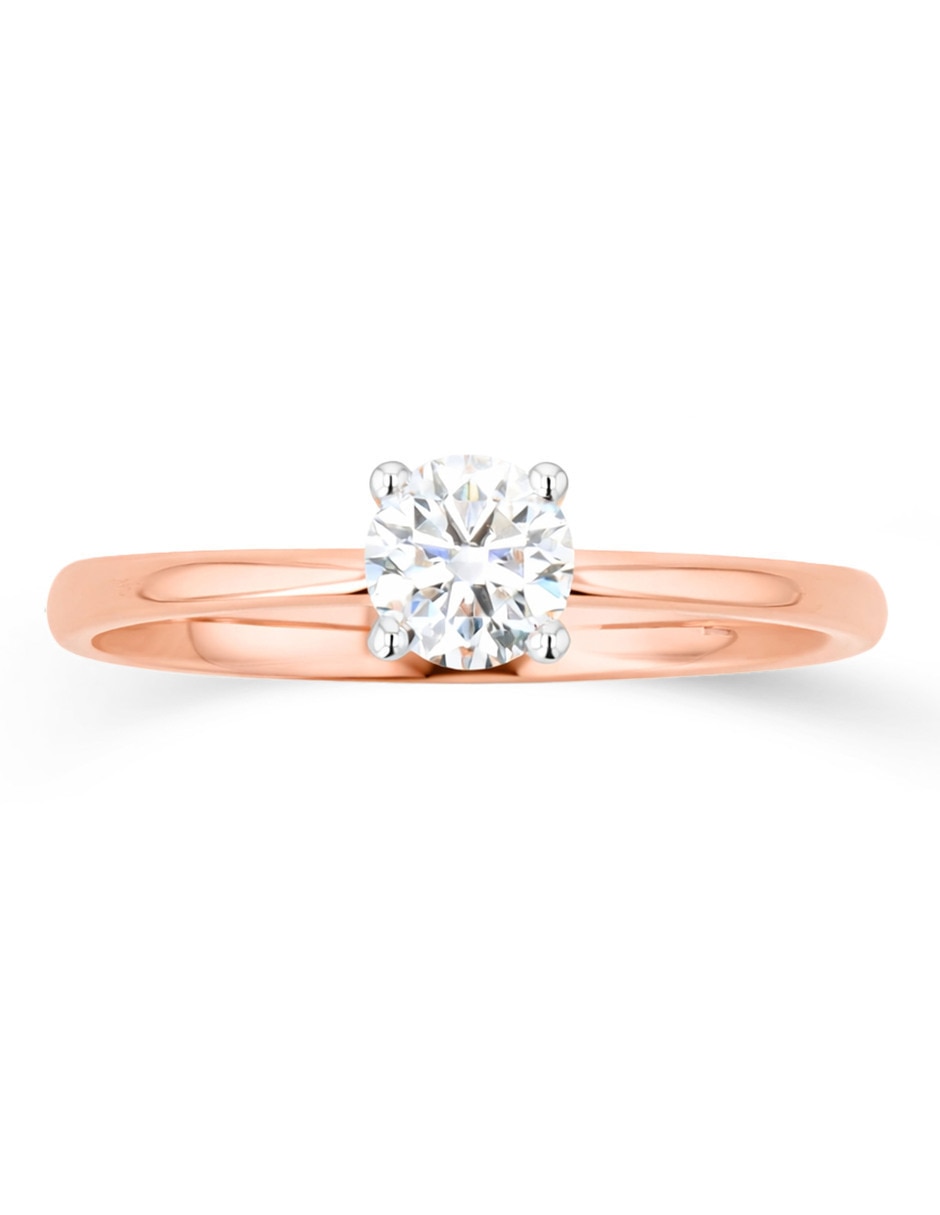 Solitario de oro rosa 14 k taza diamante 5