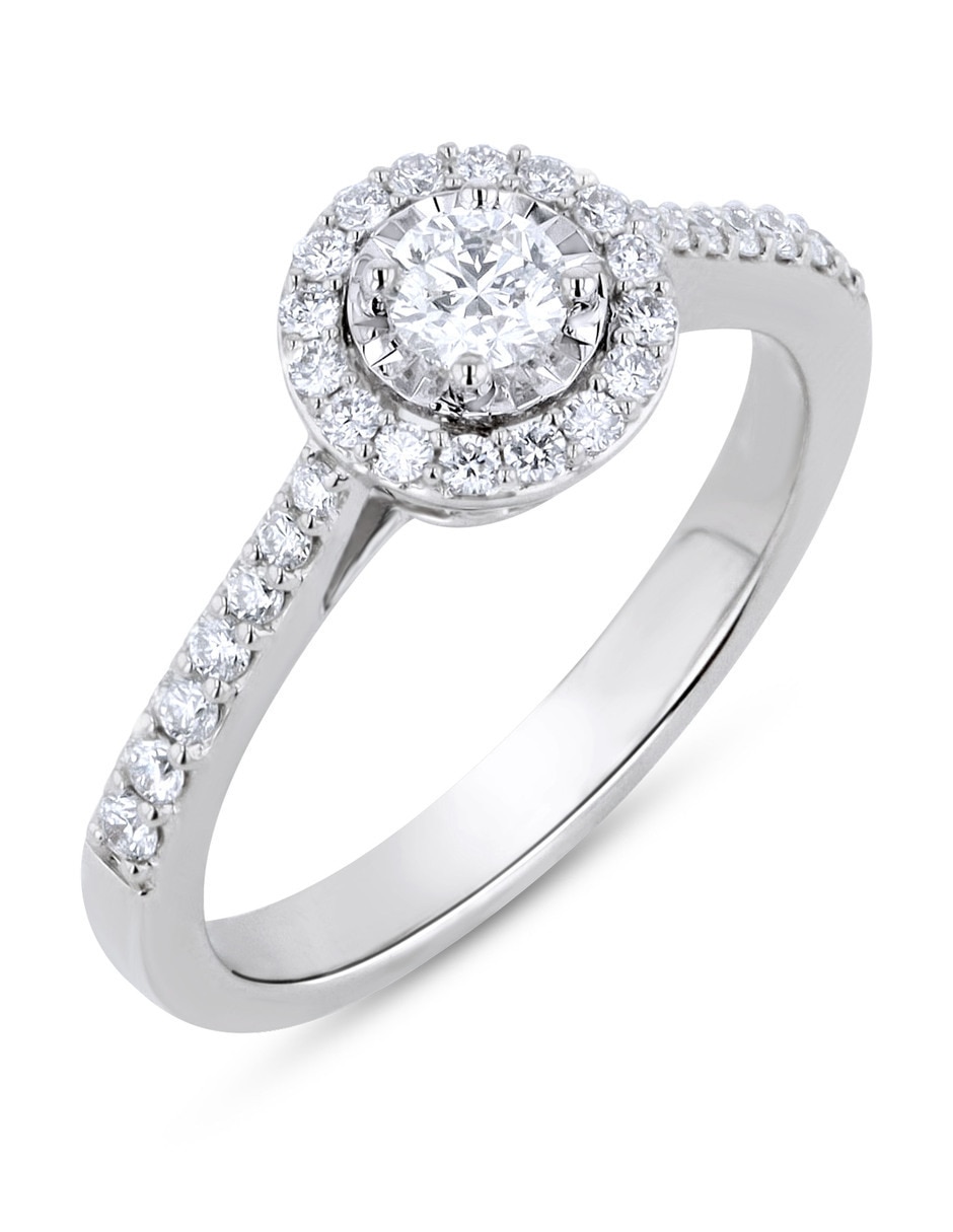Solitario de oro blanco 14 k joyerías bizzarro taza diamante