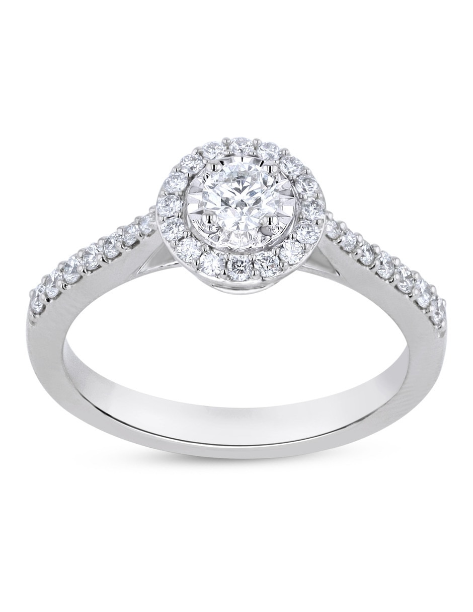 Solitario de oro blanco 14 k taza diamante