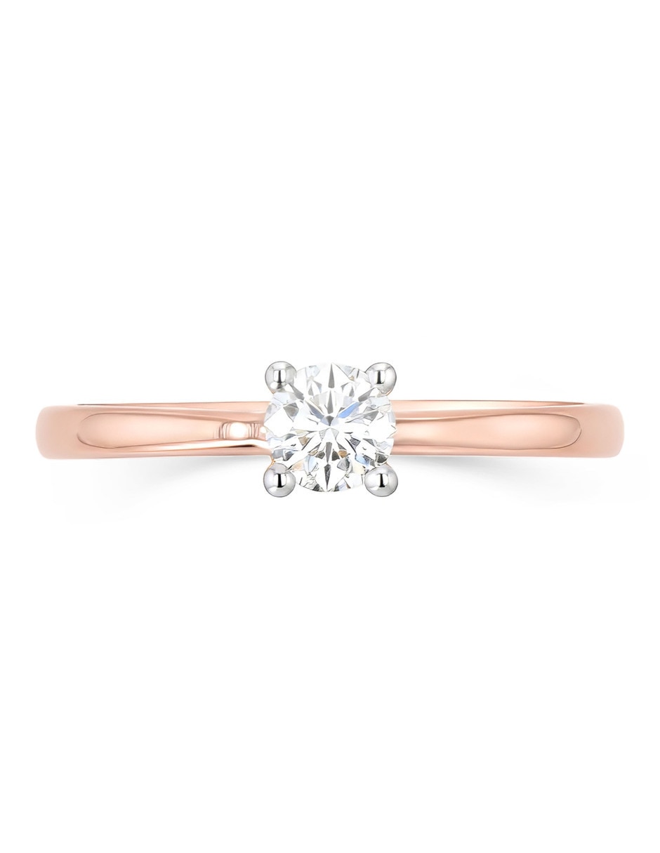 Solitario de oro rosa 14 k joyerías bizzarro taza diamante