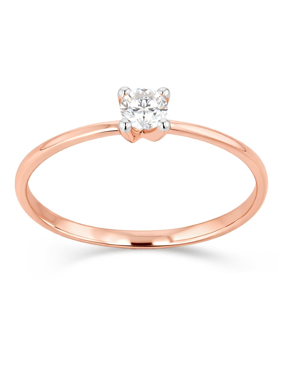 Solitario de oro rosa 14 k taza diamante